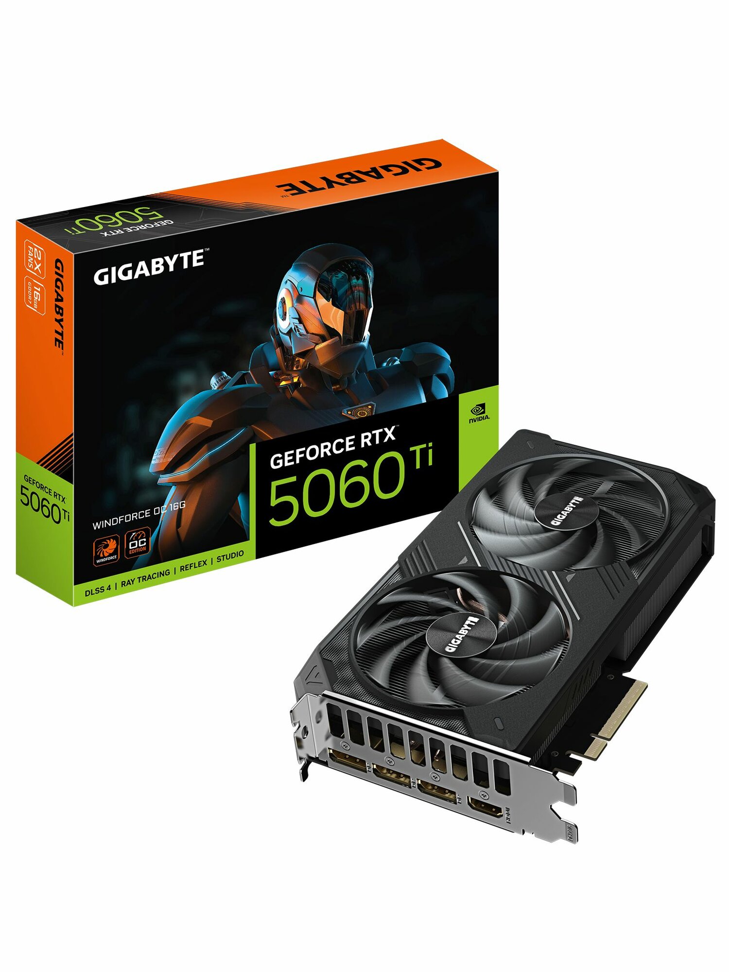 Видеокарта GIGABYTE GeForce RTX 5060 Ti WindForce OC 16G (GV-N506TWF2OC-16GD)