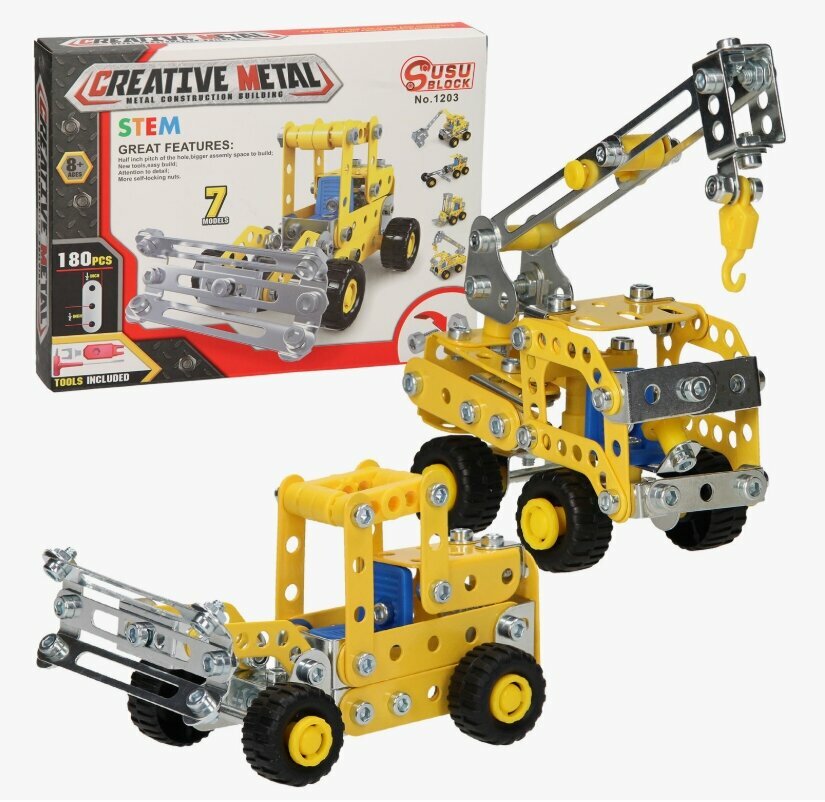 Конструктор игрушка Creativу Metal 7в1 180деталей металлический с комплектом инструментов
