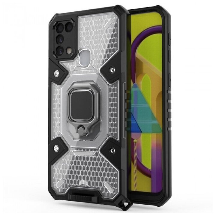 Honeycomb Armor Противоударный чехол с защитой камеры и кольцом для Samsung Galaxy M31 / F41 / M21s