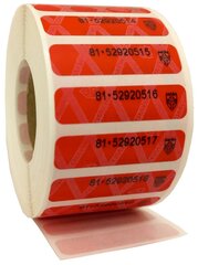 Пломба наклейка с термохромной сеткой 10х40 СКР2 (оставляет след), красный 2000 шт.