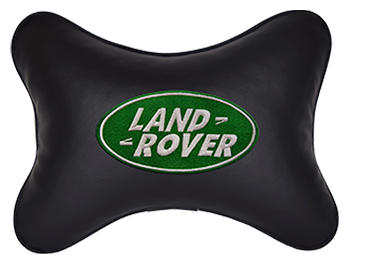 Автомобильная подушка на подголовник экокожа Black с логотипом автомобиля LAND ROVER
