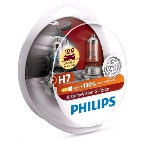 фото Лампа philips h7-12-55 +130% x-treme vision g-force набор 2шт