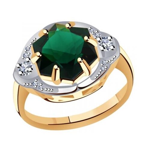 фото Золотое кольцо гиалит к1491-к с фианитом и кварцем diamant-online