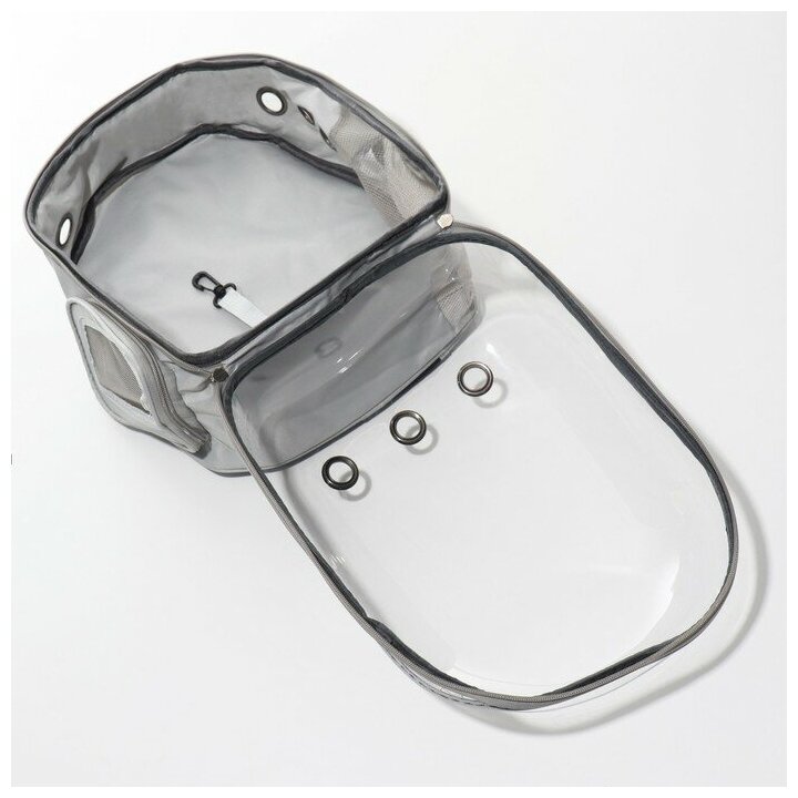 Рюкзак для переноски животных прозрачный, 33 х 25 х 41 см, серый Пижон 7984418 . - фотография № 4