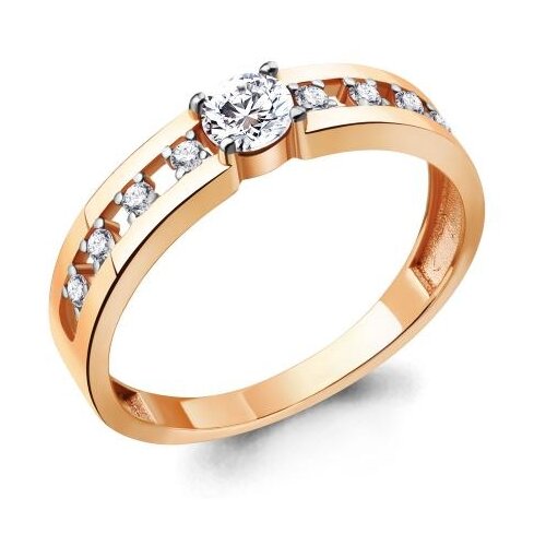 фото Кольцо из золочёного серебра aquamarine а68857а-п с фианитом diamant-online