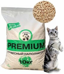 PiPi-WOOD / PREMIUM / Древесный наполнитель для кошек/Наполнитель для кошачьего туалета древесный 10кг/Наполнитель для кошек и грызунов 30 литров