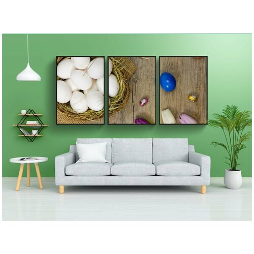 фото Набор модулных постеров для интерьера "яйца, пасхальные яйца, красочные яйца" 60x90 см. в тубусе, без рамки lotsprints