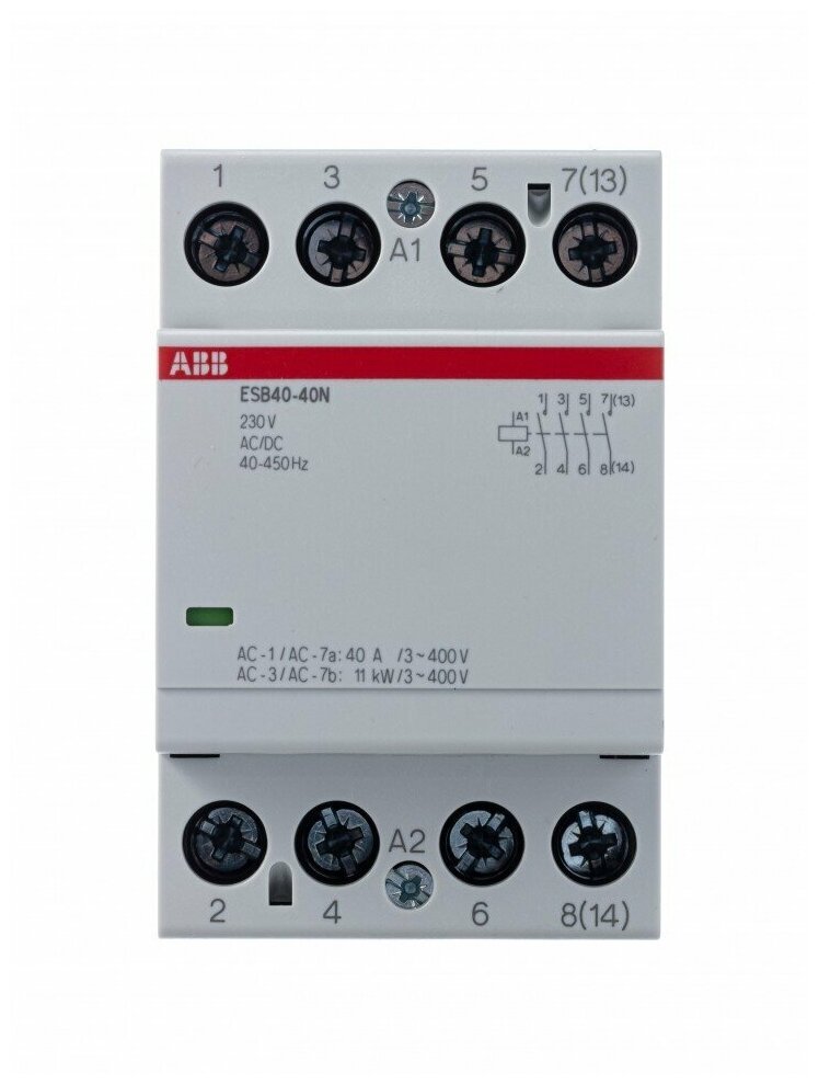 Контактор ESB40-40N-06 модульный (40А АС-1 4НО) катушка 230В AC/DC ABB 1SAE341111R0640 - фотография № 16