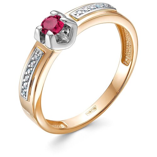 Кольцо Vesna jewelry, красное золото, 585 проба, родирование, рубин, размер 18, красный