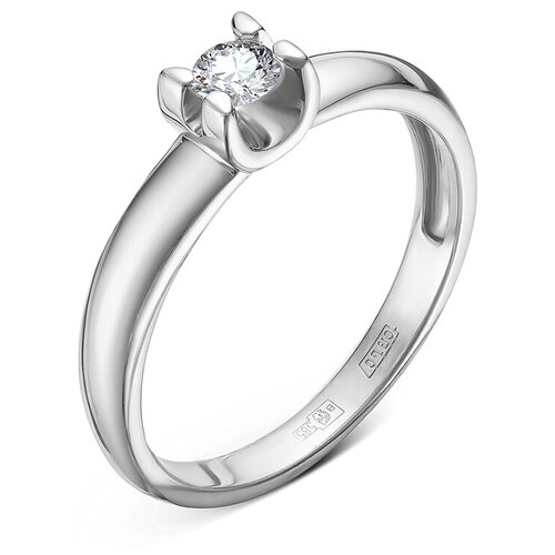 фото Кольцо помолвочное vesna jewelry, белое золото, 585 проба, родирование, бриллиант, размер 17.5, бесцветный