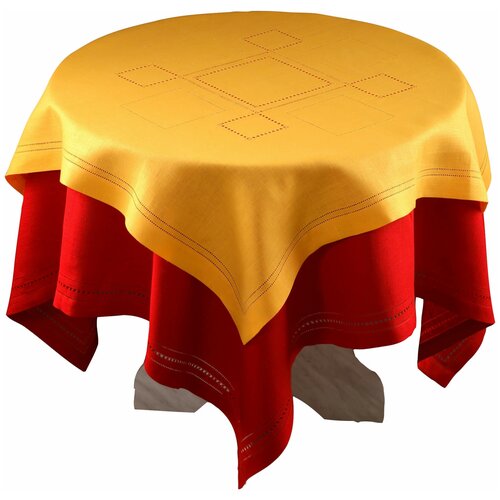 Белая льняная квадратная скатерть 