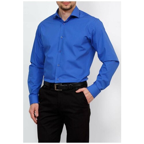 фото Рубашка мужская длинный рукав greg 230/139/az/z, полуприталенный силуэт / regular fit, цвет голубой, рост 174-184, размер ворота 39