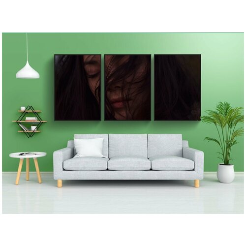 фото Набор модулных постеров для интерьера "девочка, волосы, лицо" 60x90 см. в тубусе, без рамки lotsprints