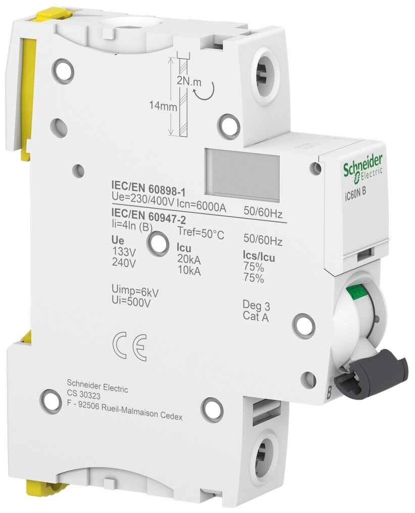 Acti 9 A9F78150 Автоматический выключатель однополюсный 50А (6 кА, B) Schneider Electric - фото №4