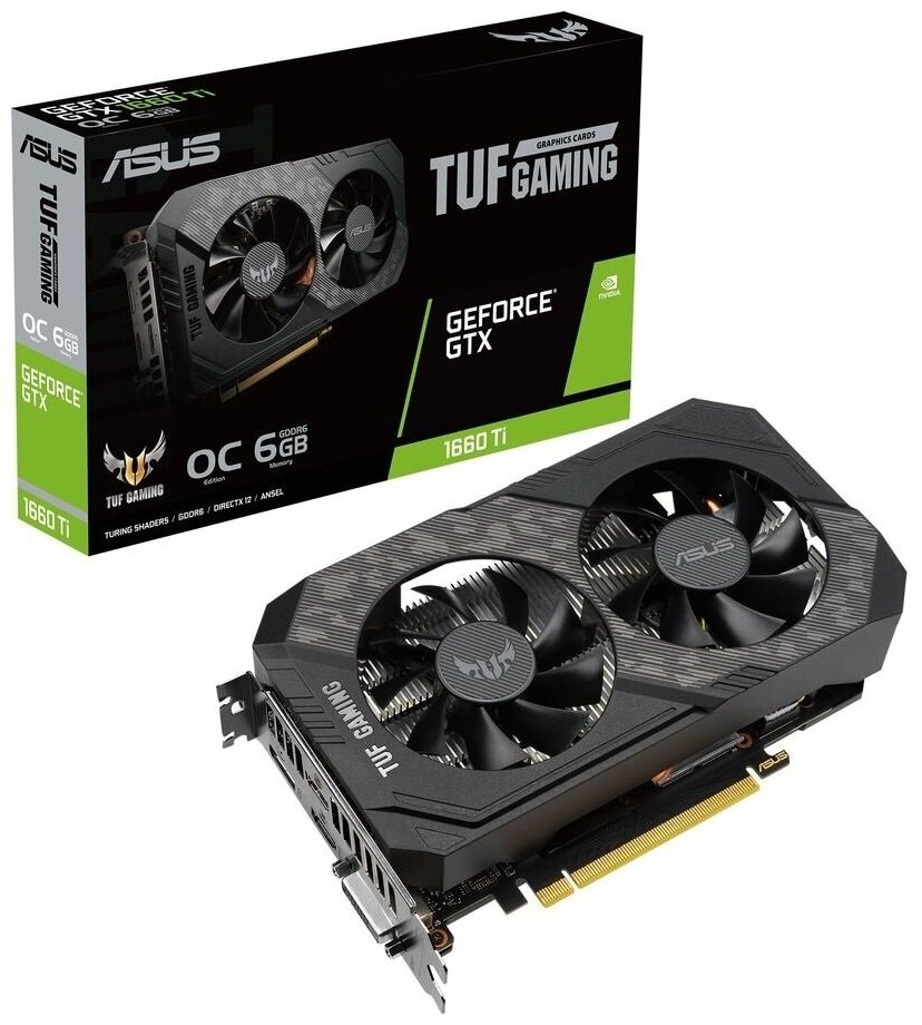 Видеокарта Asus PCI-E TUF-GTX1660TI-6G-EVO-GAMING NVIDIA GeForce GTX 1660TI 6144Mb 192 GDDR6 177012002 DVIx1HDMIx2DPx1HDCP Ret
