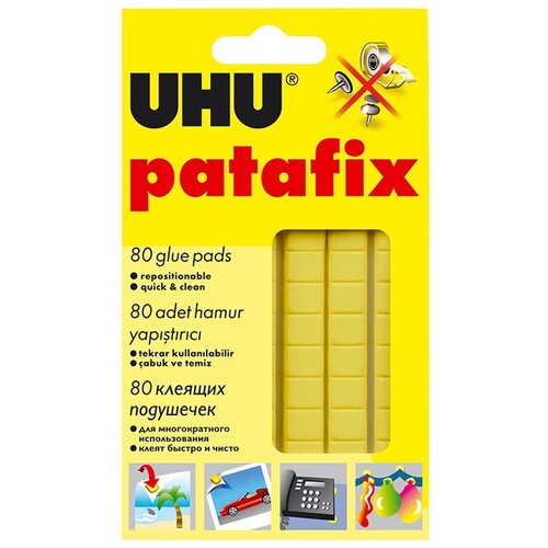 UHU Клеящие подушечки Patafix, желтый, 44390 клеящие подушечки uhu patafix прозрачные 56шт