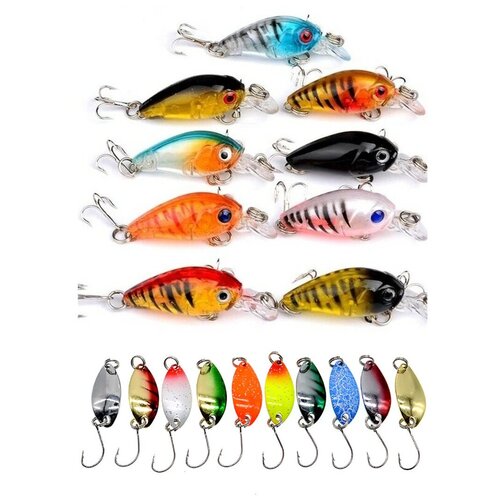 Комплект форелевый. Воблеры и блесны. 19 предметов.