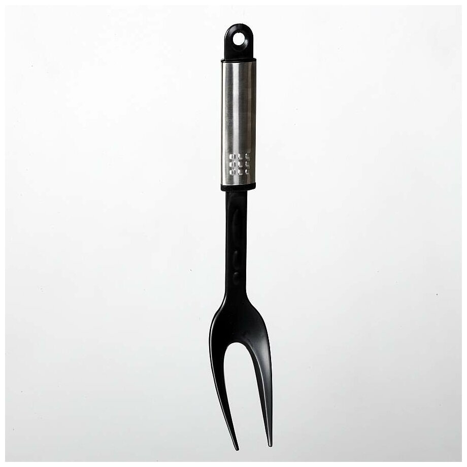 Вилка черная с металлической ручкой длина 35 см