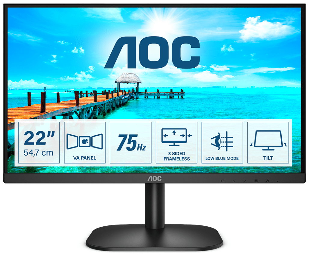 Монитор LCD 21.5'' 169 1920х1080FHD VA, nonGLARE, 200cdm2, H178V178, 30001, 20M1, 16.7M, 6,5 ms, VGA