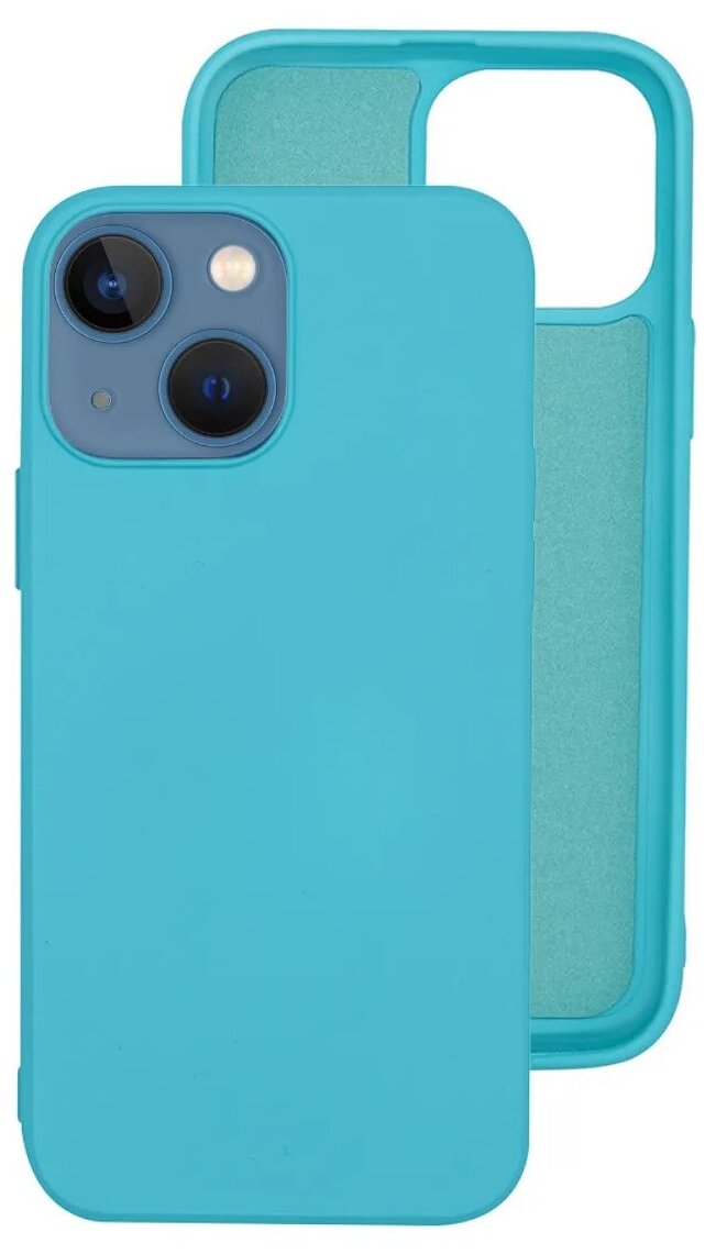 Комплект: Чехол Silicone Case (без лого) + защитное стекло для Apple iPhone 13 / Айфон 13 / Накладка / бампер