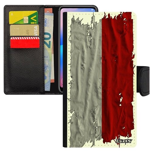 фото Защитный чехол книжка для смарфона // xiaomi mi 8 // "флаг польши на ткани" патриот государственный, utaupia, белый