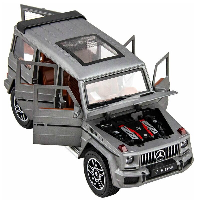 Коллекционная машинка игрушка металлическая Мерседес Гелендваген для мальчиков масштабная модель 1:24 серый