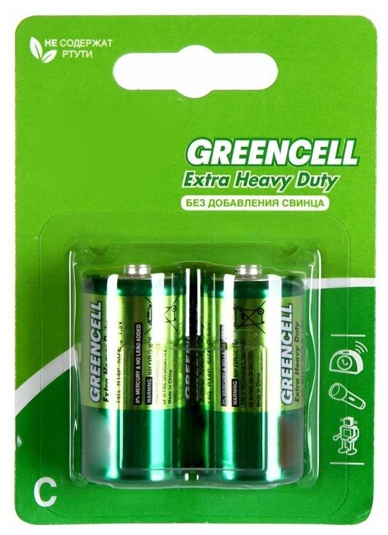 Батарейка C - GP R14 Greencell 14G-2CR2 (2 штуки)