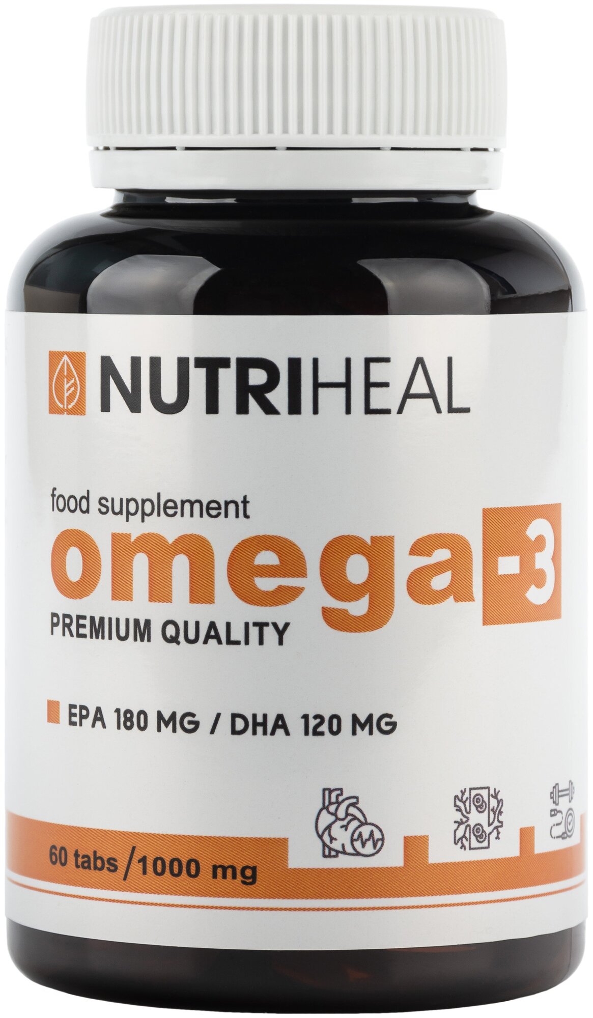 Омега 3 БАД рыбий жир в капсулах витамины для женщин и мужчин для здоровья и развития мозга Omega 3 Nutriheal60 капсул.