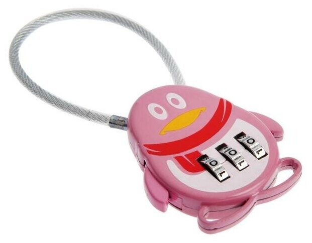 фото Замок навесной кодовый, "Пингвин", розовый 6961960