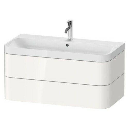 Тумба для ванной с раковиной 97,5 см Duravit Happy D.2 Plus HP4348O2222 с двумя ящиками, белый глянец