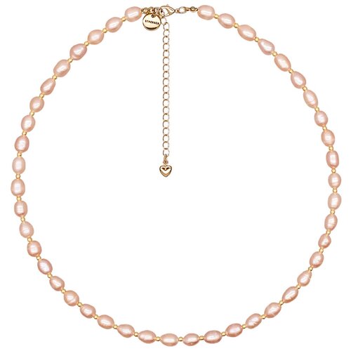 Бусы женские из натурального розового жемчуга и золотистых бусин STREKOZA COLLECTION