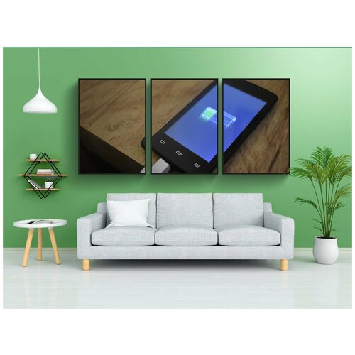 фото Набор модулных постеров для интерьера "батарея, загрузка, смартфон" 60x90 см. в тубусе, без рамки lotsprints