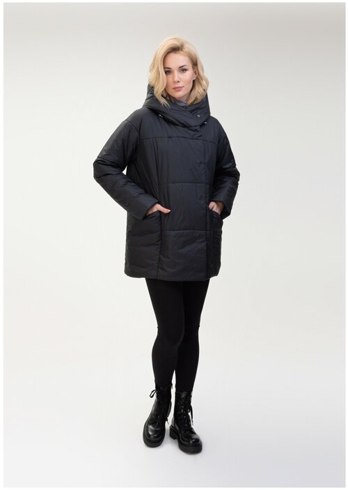 куртка  MFIN демисезонная, средней длины, силуэт прямой, капюшон, водонепроницаемая, ветрозащитная, размер 40(50RU), черный