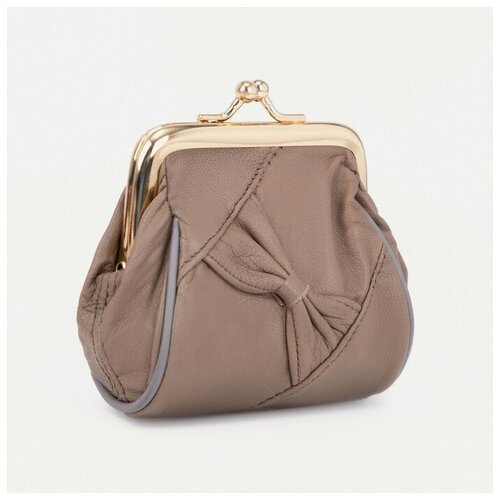 фото Косметичка натуральная кожа, подкладка, серый