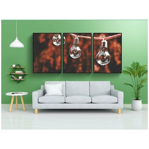 фото Набор модулных постеров для интерьера "лампочка, энергия, природа" 60x90 см. в тубусе, без рамки lotsprints