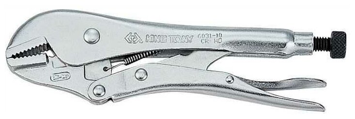 фото Зажим с фиксатором 250 мм, с прямыми губками KING TONY 6031-10R