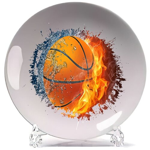 фото Тарелка баскетбол баскетбольный мяч огонь вода coolpodarok