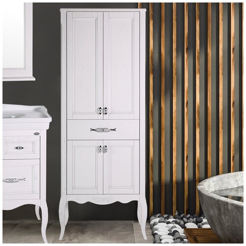 Шкаф-пенал ASB-Woodline Модерн 60 белый, патина серебро