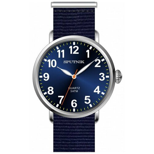 фото Мужские наручные часы спутник м-858530 н-1 (синий) текст. рем