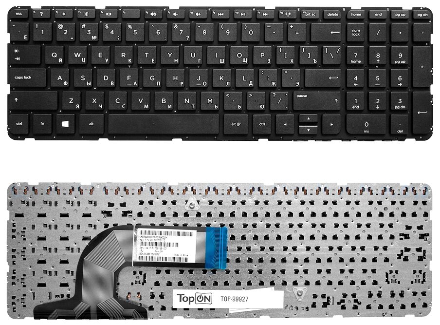 Клавиатура для ноутбука HP Pavilion 250 G3 255 G2 255 G3 15-e 15-n 15-r Series Плоский Enter Черная без рамки PN PK1314D1A100