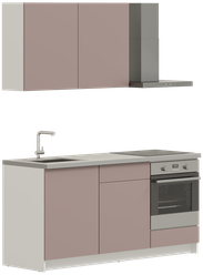 Кухонный гарнитур, кухня прямая илинда 181 см (1,81 м), под встраиваемую духовку, со столешницей, ЛДСП, пыльный розовый