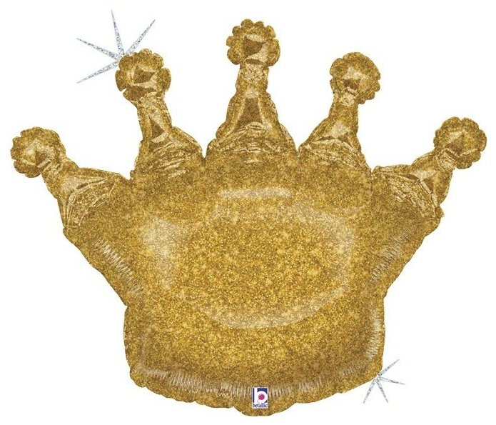 Шар (36'/91 см) Фигура, Корона, Золото, Голография, 1 шт.