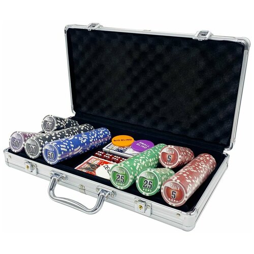 Покерный набор NUTS, 300 фишек 11.5 г с номиналом в чемодане, арт. 06-300