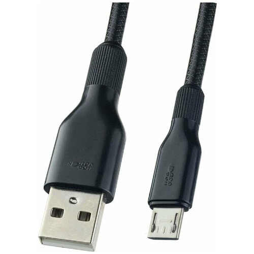 Мультимедийный кабель USB2.0 A вилка - micro USB вилка, силикон, черный, длина 1 м, бокс (U4807)