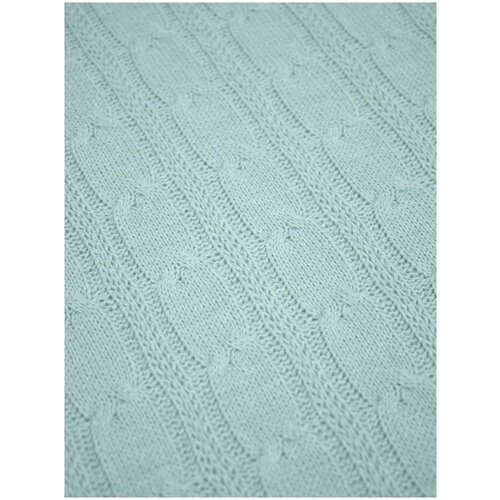 Покрывало вязаное 200х220, плед, 70% шерсть, 30% акрил, светло-серый