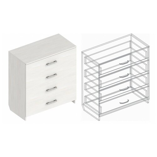 Комод на 4 ящика Велес Бодега светлая 800x400x870