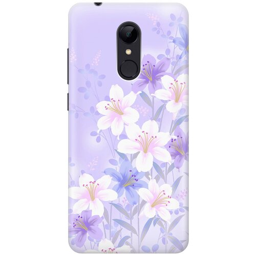 фото Силиконовый чехол на xiaomi redmi 5 / сяоми редми 5 с принтом "лилии на фиолетовом gosso