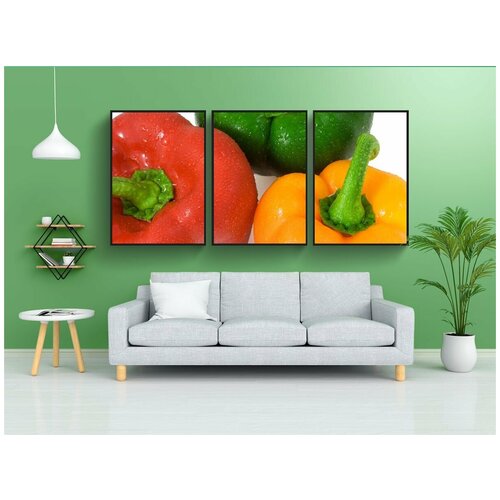фото Набор модулных постеров для интерьера "перец, еда, овощ" 60x90 см. в тубусе, без рамки lotsprints