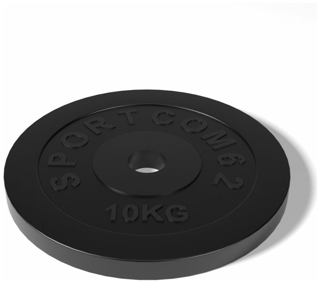 Диск Sportcom обрезиненный 26мм 10 кг, черный