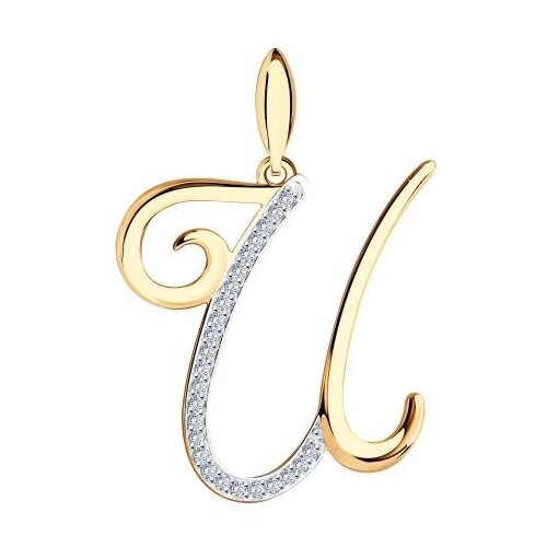 фото Золотая подвеска-буква и sokolov с фианитом 034704 diamant-online